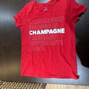 J. Crew Vibrant Red Tee with White Accents